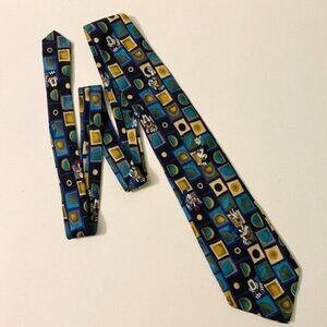 Vintage Disney Store Silk Tie Mickey Mouse Donald Duck Goofy  Made In Korea